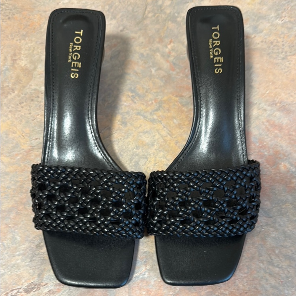 Torgeis Cleo Black Woven Women's Sandal Size 9